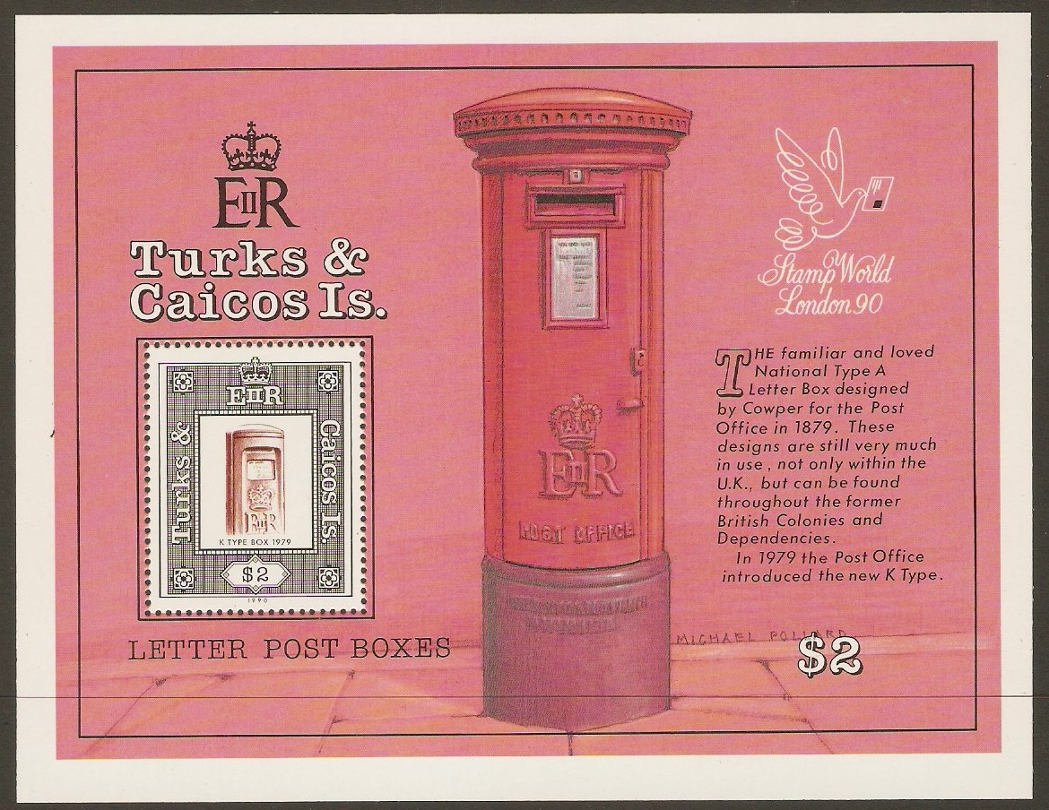 Turks and Caicos 1990 British Pillar Boxes Sheet. SGMS1044. - Click Image to Close