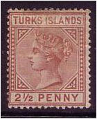 Turks Islands 1882 2d Red-brown. SG56.