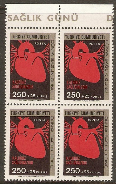 Turkey 1972 250k +25k World Health Day Stamp. SG2410.