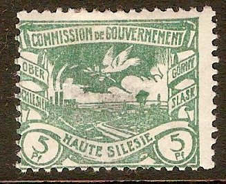 Upper Silesia 1920 5pf Green. SG21.