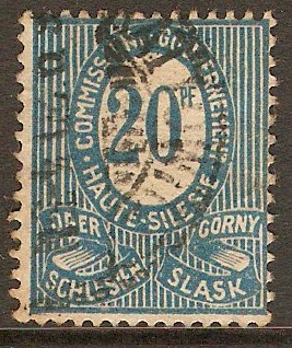 Upper Silesia 1920 20pf Blue. SG6.