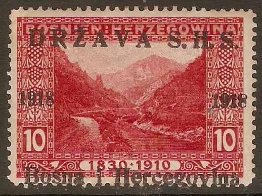 Yugoslavia 1918 10h Carmine. SG23.