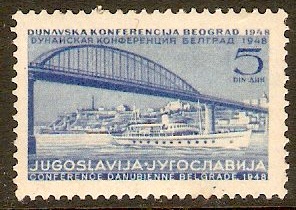 Yugoslavia 1948 5d Blue Danube Conference Series. SG584.