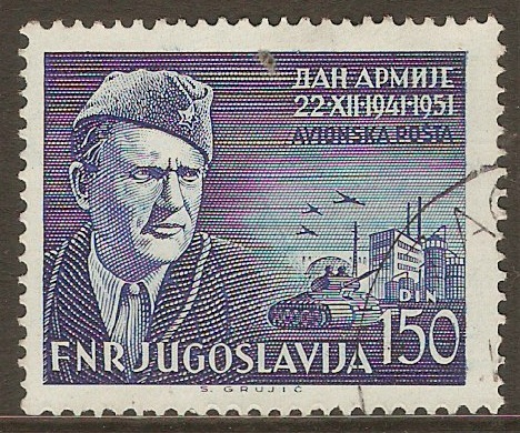 Yugoslavia 1951 150d Blue - Air stamp. SG726.