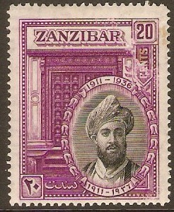 Zanzibar 1936 20c. Black and Bright Purple. SG324.