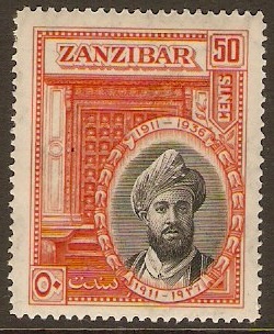 Zanzibar 1936 50c Sultan's Jubilee series. SG326.