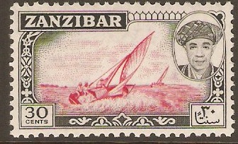 Zanzibar 1961 30c Carmine-red and black. SG378.