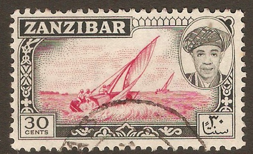Zanzibar 1961 30c Carmine-red and black. SG378.