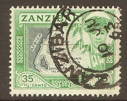 Zanzibar 1961 35c Slate and emerald. SG379.