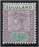 Zululand 1894 d. Dull Mauve and Green. SG20.