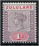 Zululand 1894 1d. Dull Mauve and Carmine. SG21.