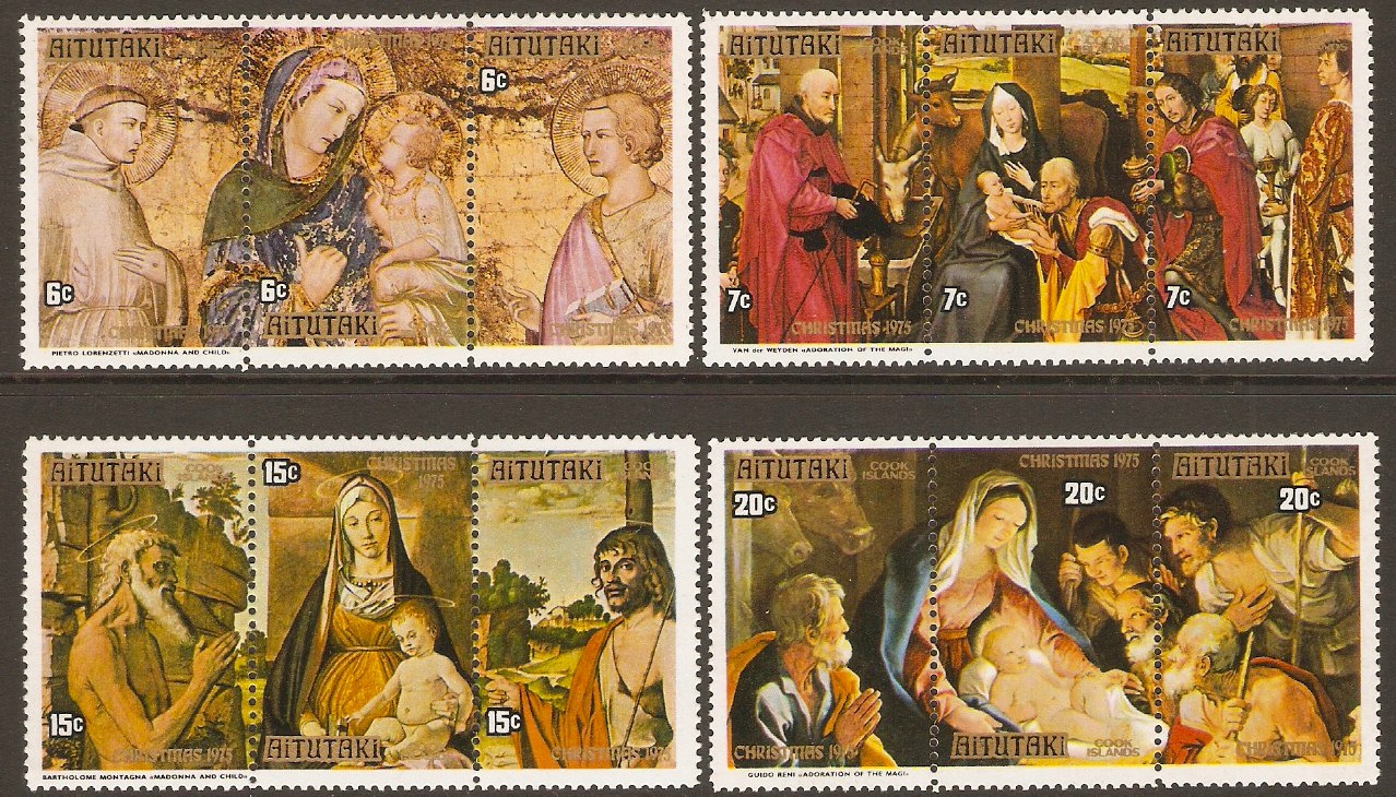 Aitutaki 1975 Christmas Paintings Stamps Set. SG151-SG162.