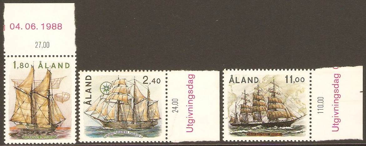 Aland Islands 1988 Sailing Ships Set. SG32-SG34.