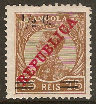 Angola 1919 c on 75r Yellow-brown. SG331.