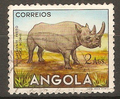 Angola 1953 2a Fauna series - Black rhinocerus. SG495.