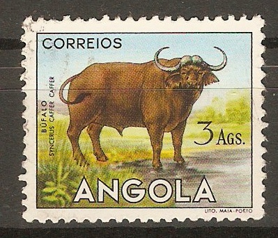 Angola 1953 3a Fauna series - African buffalo. SG498.