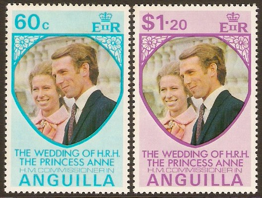Anguilla 1973 Royal Wedding Stamps. SG165-SG166.