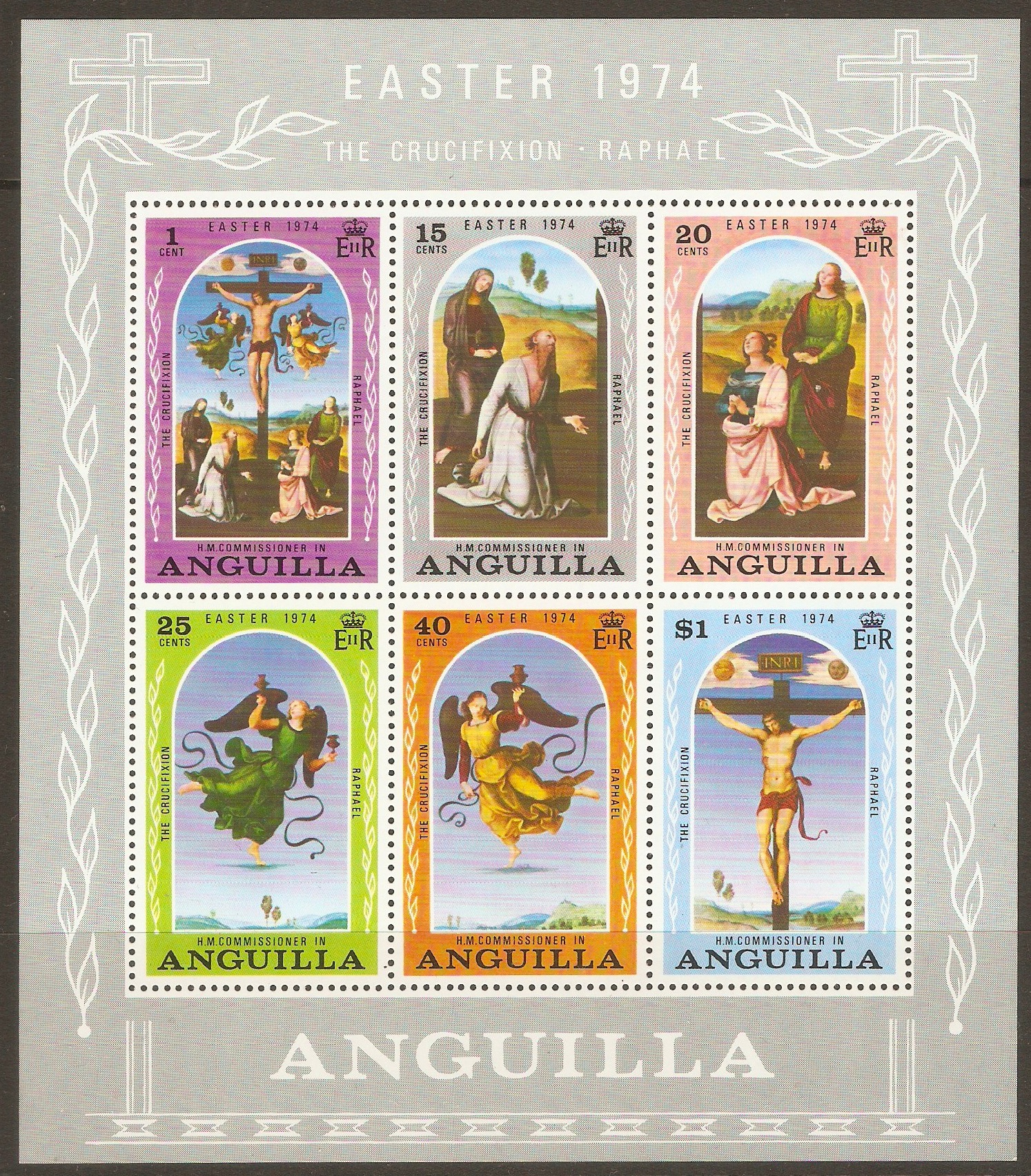 Anguilla 1974 Easter Paintings sheet. SGMS180.