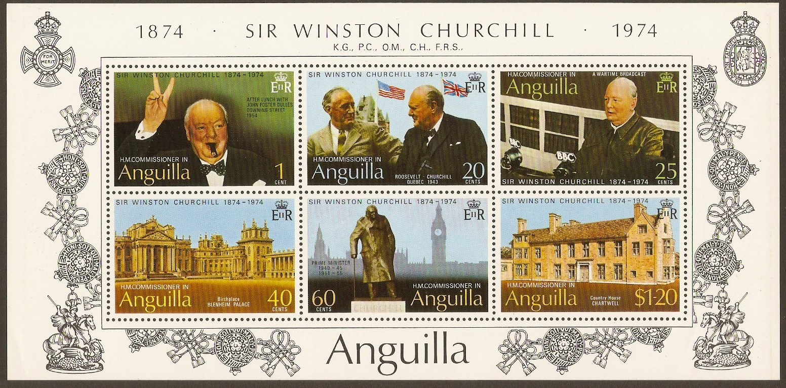Anguilla 1974 Churchill Commemoration Sheet. SGMS187.