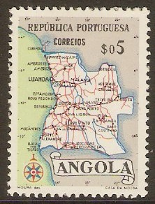 Angola 1955 5c White - Map Series. SG511.