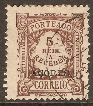 Azores 1904 5r Brown - Postage Due. SGD179.