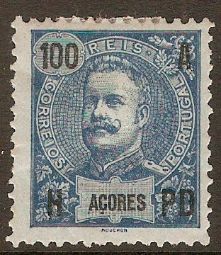 Azores 1906 100r Blue on pale blue. SG186.