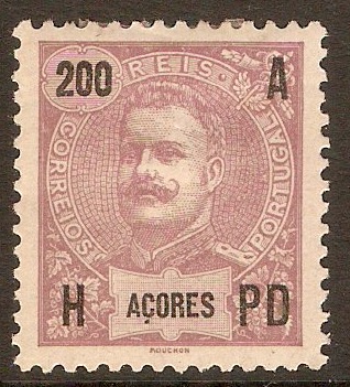 Azores 1906 200r Purple on pink. SG187.
