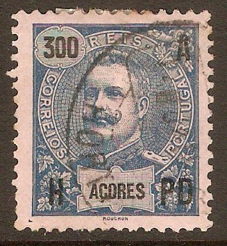 Azores 1906 300r Blue on pink. SG188.
