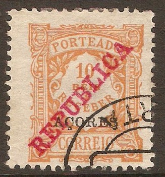 Azores 1911 10r Orange - Postage Due. SGD219