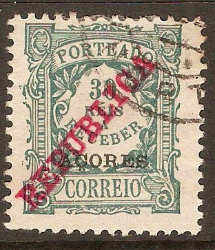 Azores 1911 30r Green - Postage Due. SGD221