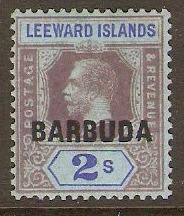 Barbuda 1922 2s Purple and blue on blue. SG6.