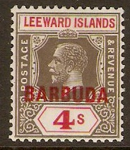 Barbuda 1922 4s Black and red. SG8.