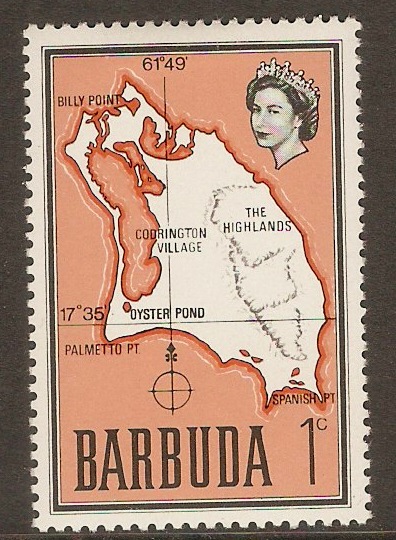 Barbuda 1968 1c Map series. SG13.