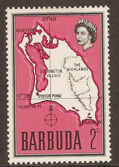 Barbuda 1968 2c Map series. SG14.