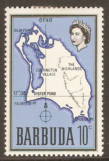 Barbuda 1968 10c Map series. SG19.