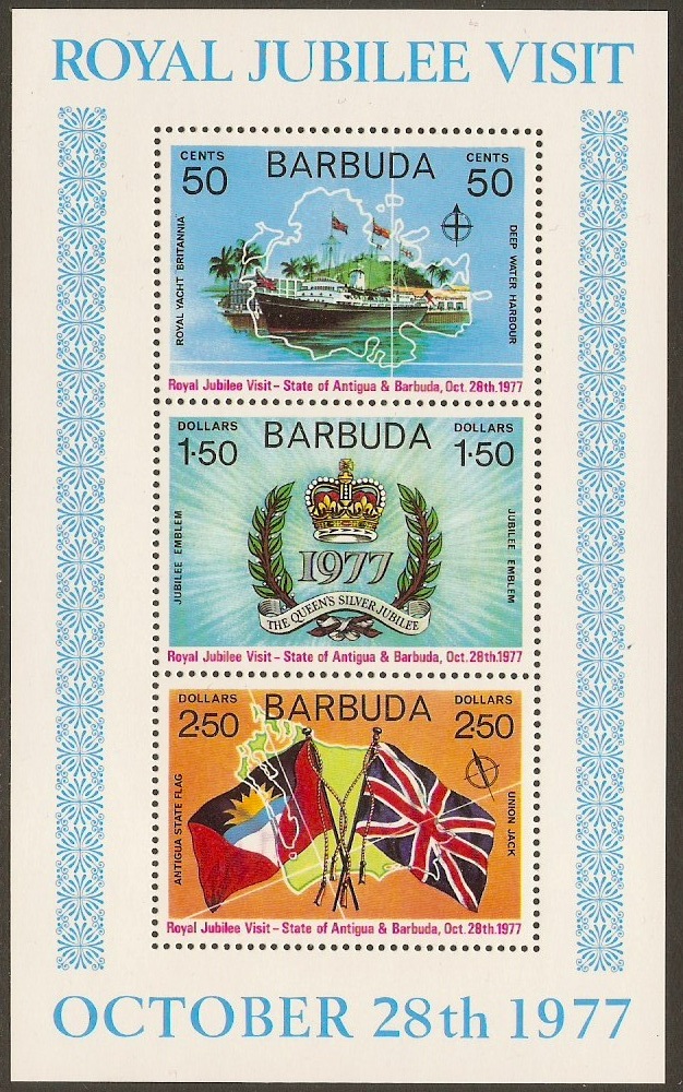 Barbuda 1977 Royal Visit Sheet. SGMS348.