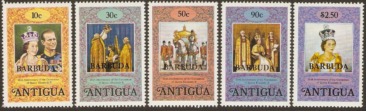 Barbuda 1978 Coronation Anniversary Set. SG415-SG419.