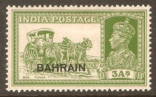 Bahrain 1938 3a Yellow-green. SG26.