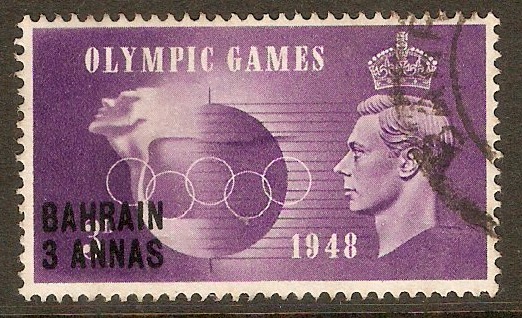 Bahrain 1948 3a on 3d Olympic Games series. SG64.