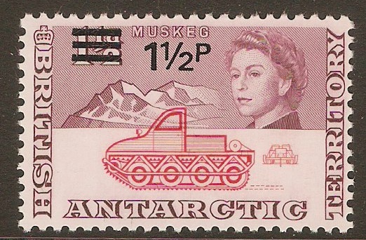 British Antarctic 1971 1p on 1d Red and purple - Decimal. SG26