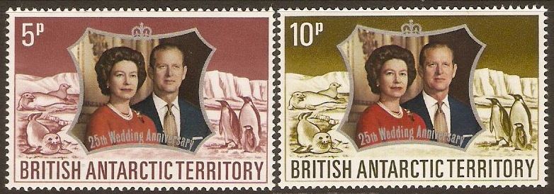 British Antarctic 1972 Silver Wedding Set. SG42-SG43.