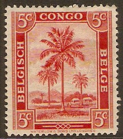 Belgian Congo 1942 5c Scarlet Flemish Text Series. SG248.