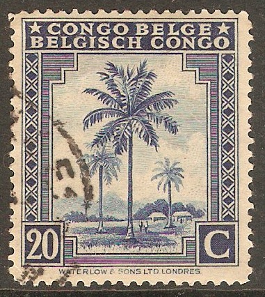 Belgian Congo 1942 20c Dull ultramarine. SG253.
