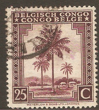 Belgian Congo 1942 25c Maroon. SG254a.