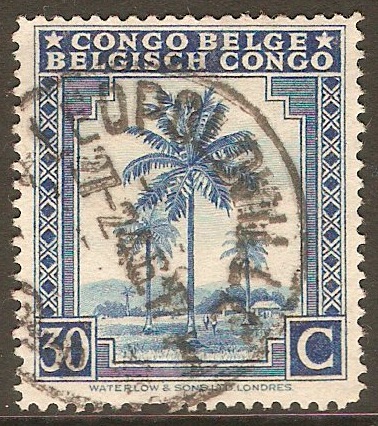 Belgian Congo 1942 30c Blue. SG255.