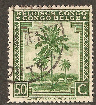Belgian Congo 1942 50c Green. SG256a.