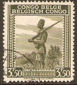 Belgian Congo 1942 3f.50 Bronze-green Stamp. SG264.