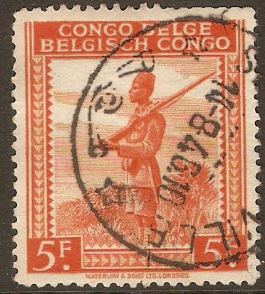 Belgian Congo 1942 5f Red-orange. SG265.