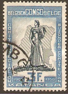 Belgian Congo 1950 3f Blackish slate and light blue. SG294.