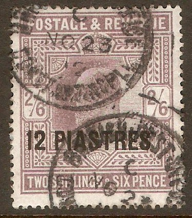British Levant 1902 12pi on 2s.6d Lilac. SG11.